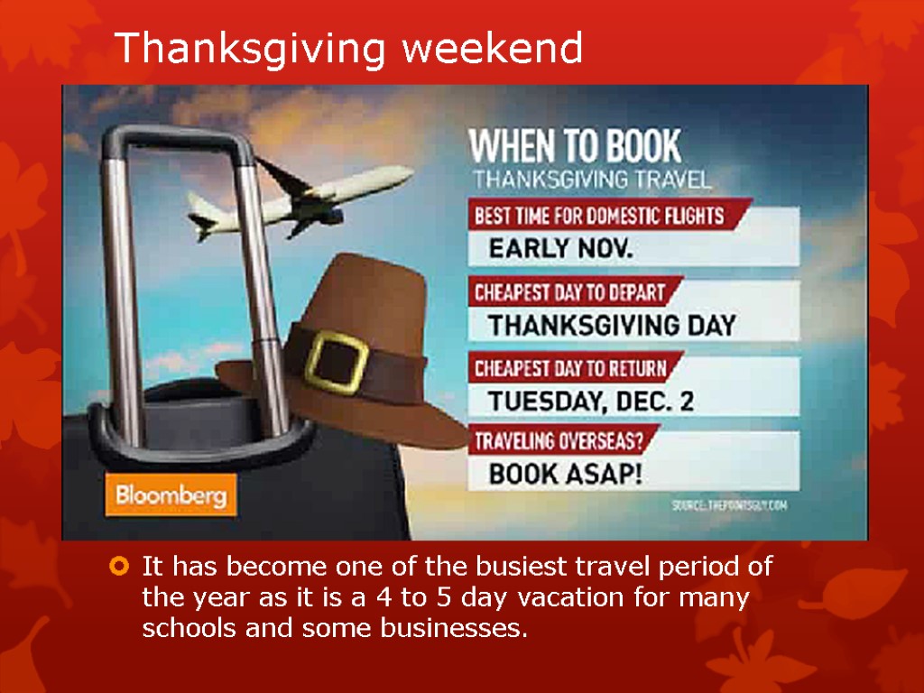 Thanksgiving weekend It has become one of the busiest travel period of the year